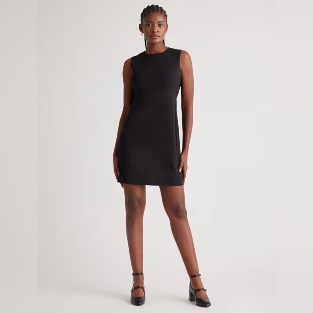 NWT Black Wool Sleeveless Mini Shift Dress